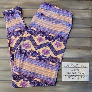 LuLaRoe Leggings TC Purple Pink Chevron Zig Zag Aztec Tribal Tall and Curvy